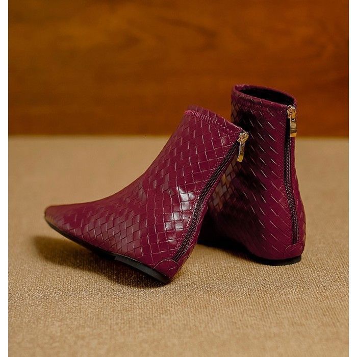 VITATA Bottines femme Bottines à bout pointu tressé Design