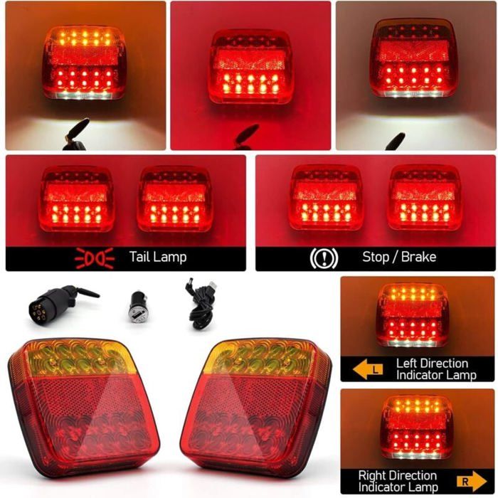 Feux LED Sans Fil Pour Remorque - Feux Magnétiques Multifonctions Pour Camion, Caravane Et Remorque - Contrôle 30m
