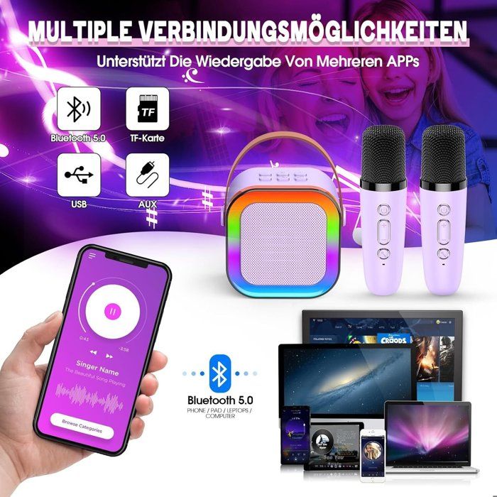 Haut-parleurs Bluetooth Sans Fil Confortables Ensemble de Mini Machine de Karaoké pour Enfants Haut-Parleur Bluetooth Portable avec 2 Microphones Sans Fil pour Cadeau d'Anniversaire Haut-Parleurs Bluetooth Portables Haut-parleurs Bluetooth Sans Fil Confortables Ensemble de Mini Machine de Karaoké pour Enfants Haut-Parleur Bluetooth Portable avec 2 Microphones Sans Fil pour Cadeau d'Anniversaire Haut-Parleurs Bluetooth Portables