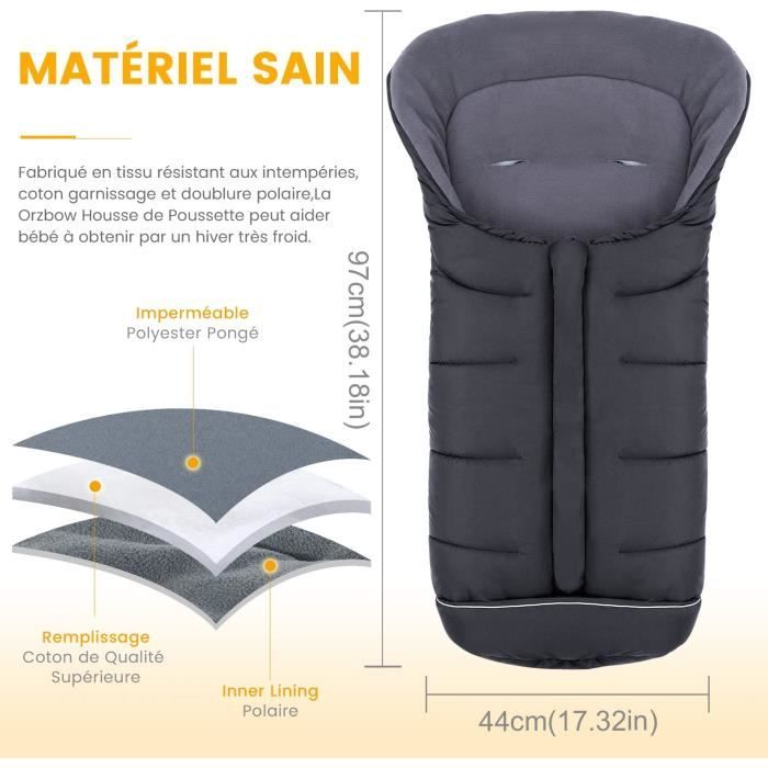 Chancelière Bébé Pour Poussette - Sac De Couchage Bébé Avec Capuche à Cordon - Imperméable Chaude - 97 Cm X 47 Cm - Noir - Puériculture & Eveil Bébé