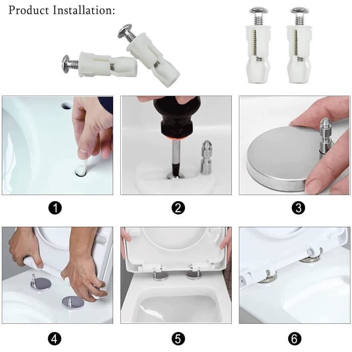 4 Pcs Abattant WC Fixations CharnieresVis D expansion pour Couvercle de Toilette Fixation Abattant WC Vis pour Lunette Toilet 46 Cdiscount Bricolage