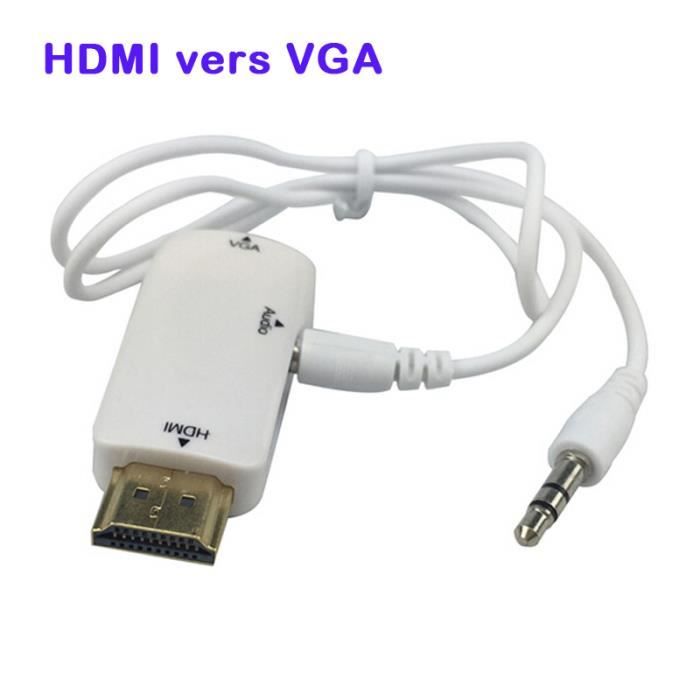 Adaptateur HDMI vers VGA Blanc 1080P Compatible Raspberry Pi