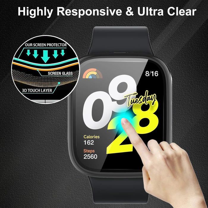 Coque Protection Xiaomi Redmi Watch 4 - 2 Pièces Avec Verre Trempé - Anti-Choc Et Anti-Rayures - Noir