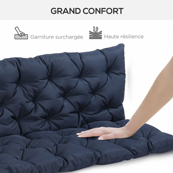 Outsunny Coussin Matelas Assise Dossier Pour Banc De Jardin Balancelle Canape 3 Places Grand Confort 150 X 98 X 8 Cm~1sgffaouhr001