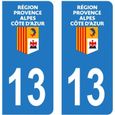 Lot 2 Autocollants Stickers plaque immatriculation voiture auto département 13 Bouches-du-Rhône Logo Région PACA-0