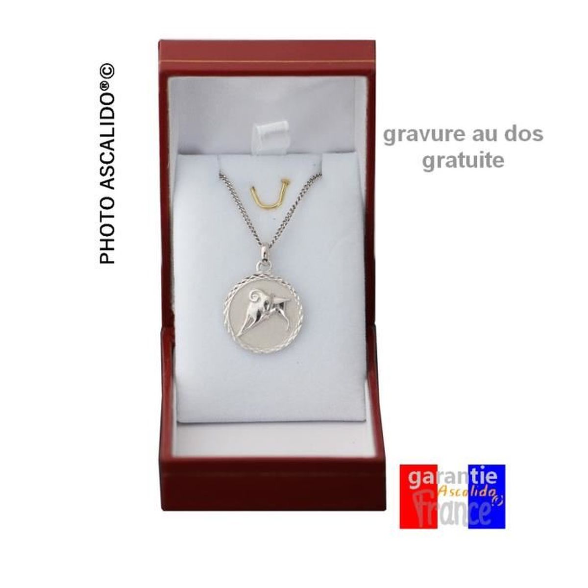 Pendentif Et Chaîne En Argent Massif - Bijou Ancien Occasion, Sans Marque