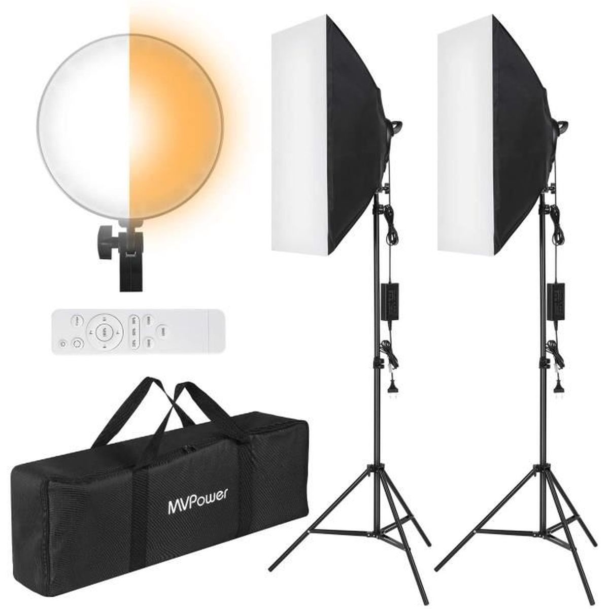 Softbox Photo Studio LED Dimmable Double Couleur Température FEMOR