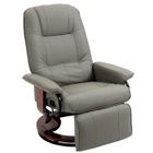 Fauteuil relax inclinable HOMCOM fauteuil de salon repose-pieds réglable pivotant 360° piètement bois revêtement synthétique gris
