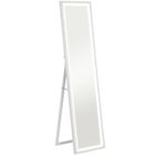 Grand miroir - HOMCOM - éclairage LED 3 couleurs - montage mural ou sur pied - rectangulaire - verre trempé MDF - 40x160cm - blanc