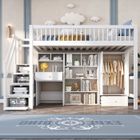 TRUXEN Lit mezzanine 90x200 cm blanc avec bureau et armoire,lit simple enfant avec escalier et Sommier à lattes Cadre de lit