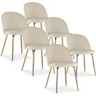 INTENSE DECO Lot de 6 chaises Cecilia velours Beige pieds or
