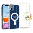 EVETANE Coque anti-choc Magsafe compatible iPhone 12 Mini Transparente + 2 vitres
