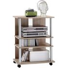 Meuble TV Variant - FMD - Chêne brun - 4 étagères - Ouverture au fond - Roulettes