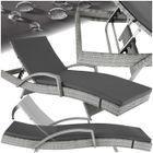 Bain de soleil - TECTAKE - Chaise longue en rotin de jardin OCEANE avec accoudoirs et dossier inclinable - Gris Clair