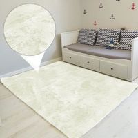 Tapis salon hirsute 100x160 cm - descente de lit chambre grande taille tapis poils longs moderne tapid moquette Blanc