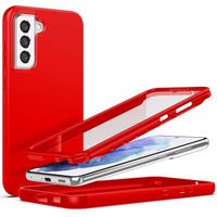 Coque 360 pour Samsung S21 FE, Protection Intégrale Hybride Anti-Rayures Rouge