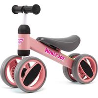 GOPLUS Vélo d'Équilibre Bébé avec 4 Roues,Trotteur sans Pédale avec Poignée Ergonomique/Siège Rembourré,pour Enfants 1-2 Ans,Rose
