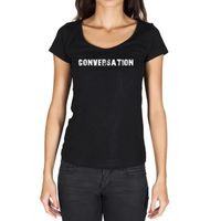 Femme Tee-Shirt Conversation T-Shirt Vintage Noir