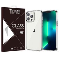 Tikawi Coque Iphone 13 Pro Max (6.7") Transparente + Film de protection en verre trempé HD, Gel Souple Haute Protection, Fine