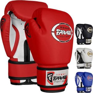 GANTS DE BOXE Farabi Sports Gant de Boxe Enfant Gant de Muay Thai Kickboxing  Rouge 8-OZ