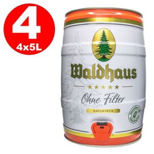 BIERE 4 x Waldhaus sin Filtre Naturtrüb 5 L Fut de bière Allemande  5,6% vol. La cerveza de los hombres