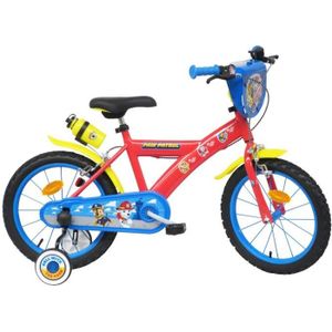 VÉLO ENFANT Vélo enfant 16'' Pat' Patrouille (Taille 105 cm à 120 cm) équipé de 2 freins, plaque avant, stabilisateurs + Bidon arrière !