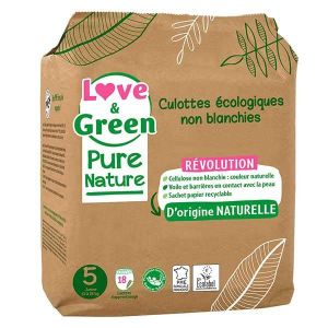 COUCHE Culotte Écologique Taille 5 Love & Green - Protection Optimale - 18 unités