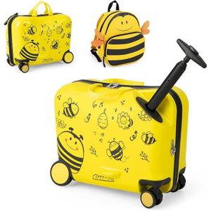 2023 Valise Enfant 5+ Ans en Coque Rigide Trottinette Pliable avec Roues  Clignotantes LED Bagage, Hauteur de Poignée Réglable, Motifs Mignons et