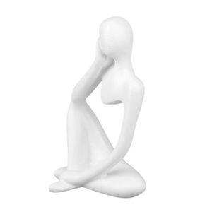 STATUE - STATUETTE TMISHION ornement de penseur en résine Statue de penseur en résine, figurine de penseur abstraite, luminaire statuette Blanc à droit