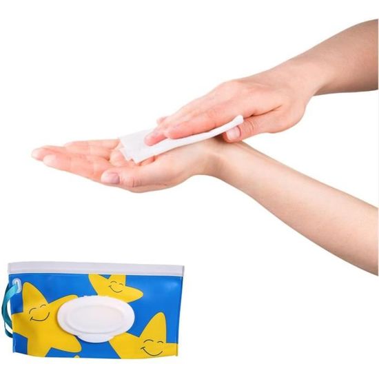Boîte à Lingettes Humides Réutilisable Et Rechargeable - Distributeur à Suspendre Pour Poussette, Voyage - Vert, Dimensions ~13x16.5 Cm