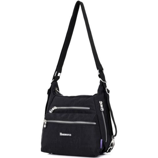 Sacoche gomme sac a bandoulière en nylon, noir - Bagagerie