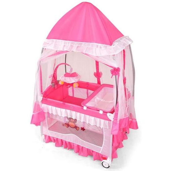 Goplus Lit Parapluie Bebe Avec Moustiquaire Legere Jouets Roues Avec Frein Boite A Musique Table A Langer Sac Sur Cote Fonctio Cdiscount Puericulture Eveil Bebe