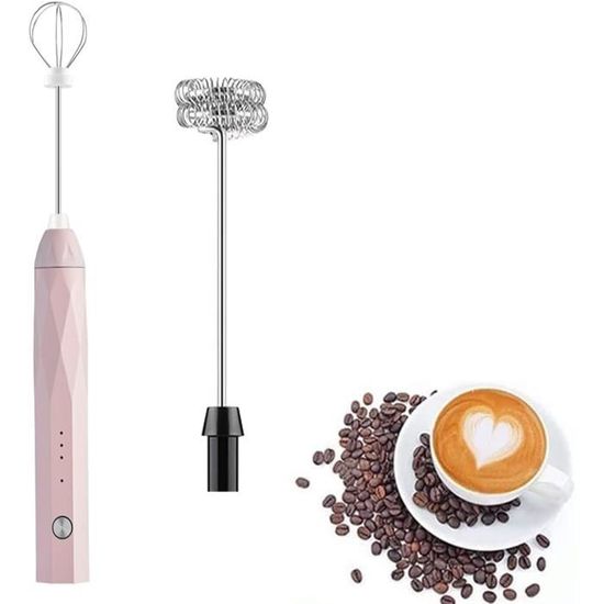 Mousseur à Lait Électrique USB Rechargeable - Acier 304, 3 Embouts, 2 Vitesses 11000/13000 RPM - Idéal Cappuccino, Latte, Matcha