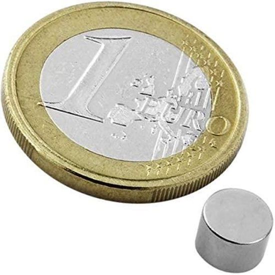 10 x Aimant rond Disque magnétique Ø 6 x 5mm Néodyme N45, Nickelé ...