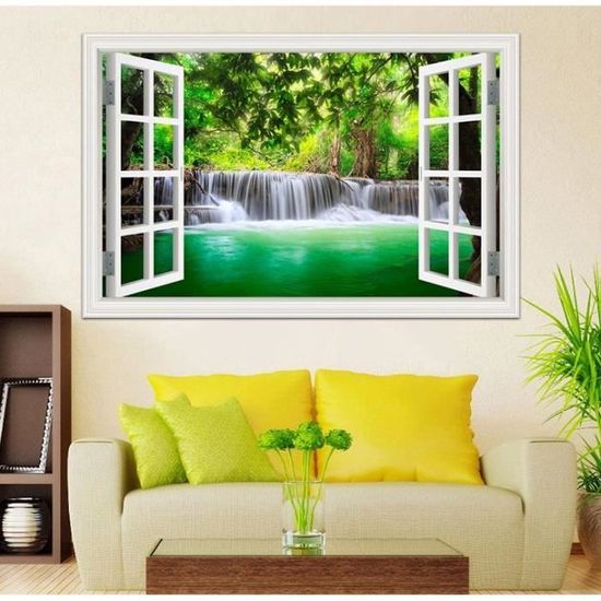 Poster Wallario – Illusion Fenêtre Forêt Envahissante – Décoration Murale