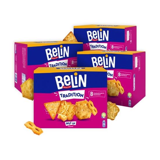 Belin - Lot de 32 compartiments de 4 fins crackers assortiment salé Tradition