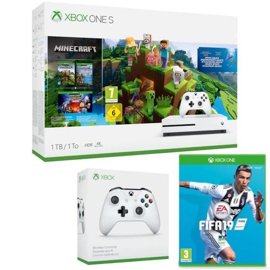 Xbox One S 1 To Minecraft + 2e manette + Fifa 19