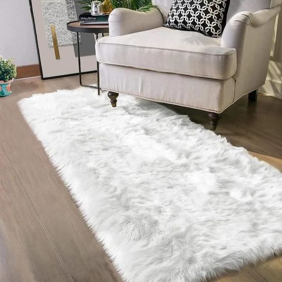 Tapis mouton en fourrure artificielle blanc 94x60cm