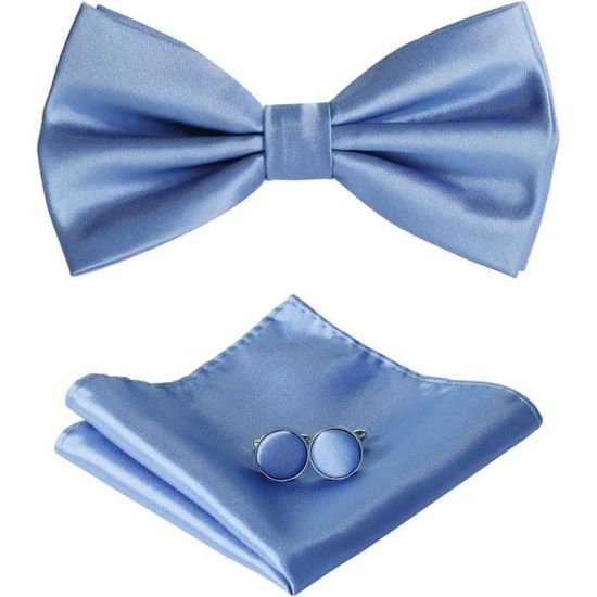 Nœud Papillon Pré-Noué Réglable Pour Homme Avec Boutons De Manchette Carrés De Poche Tissés Pour