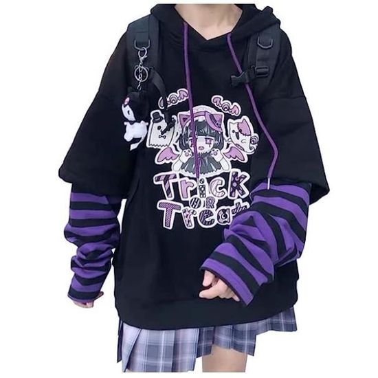 Sweat Capuche E Girl Y2K Pull Gothique Femme Manga Motif Mignon