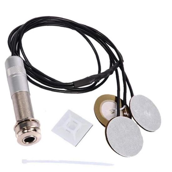 Micro Piézo-électrique Auto-adhésif - Pour Guitare Acoustique, Ukulélé, Mandoline - Prise 2,5 Mm Vers 6,35 Mm