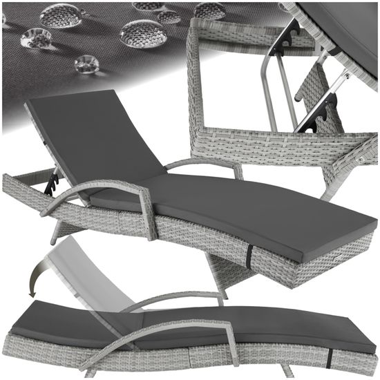 Chaise Longue Inclinable 2 En 1 – Transat + Fauteuil à Bascule – Repose-pieds – Textilène – Jardin, Terrasse, Camping – TecTake - 2