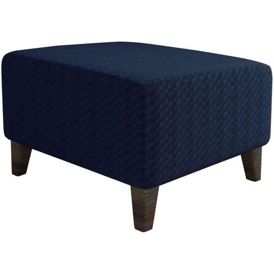 Highdi Housse Ottomane Carrée Extensible Jacquard - Housse De Tabouret Antidérapante Bleu Marine Pour Repose-Pieds