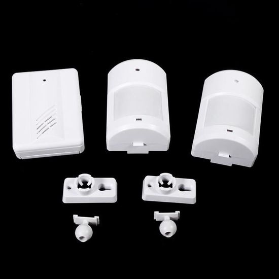 Alarme détecteur de mouvement blanc sans fil Sonnette d'alarme  pour la maison (1 récepteur + 2 émetteurs) tout neuf