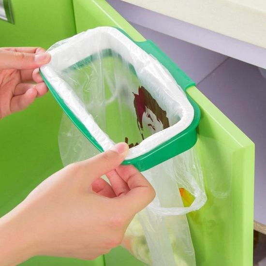 Support De Sac Poubelle Pliable Pour Porte - Acier Inoxydable - Multifonction (torchon, Sacs) - Blanc