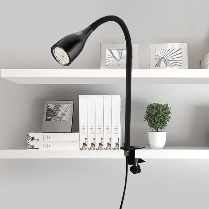 Lampe à pince LED ajustable pour lire (noir ou blanc)