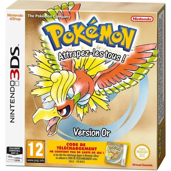 Pok&eacute;mon Version Or Jeu 3DS - Code de t&eacute;l&eacute;chargement dans la boite