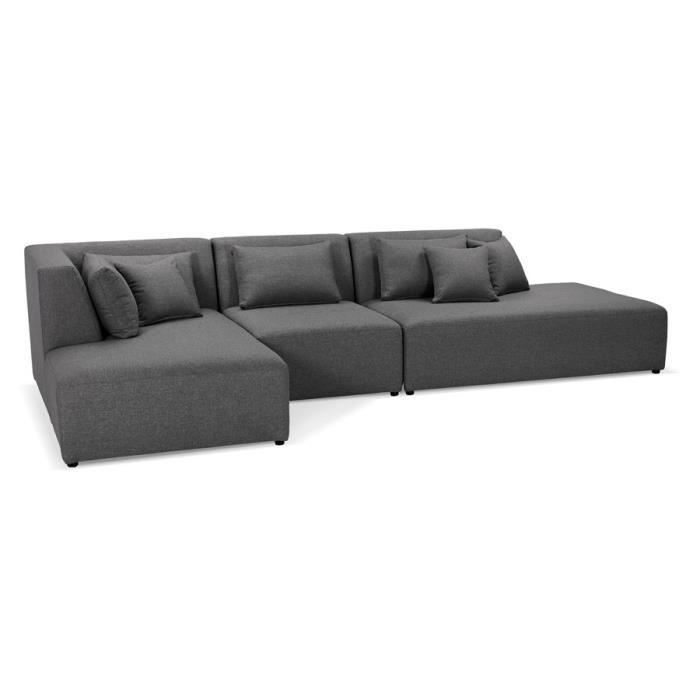 Canapé modulable design 'BELAGIO XL' gris foncé (angle à gauche)