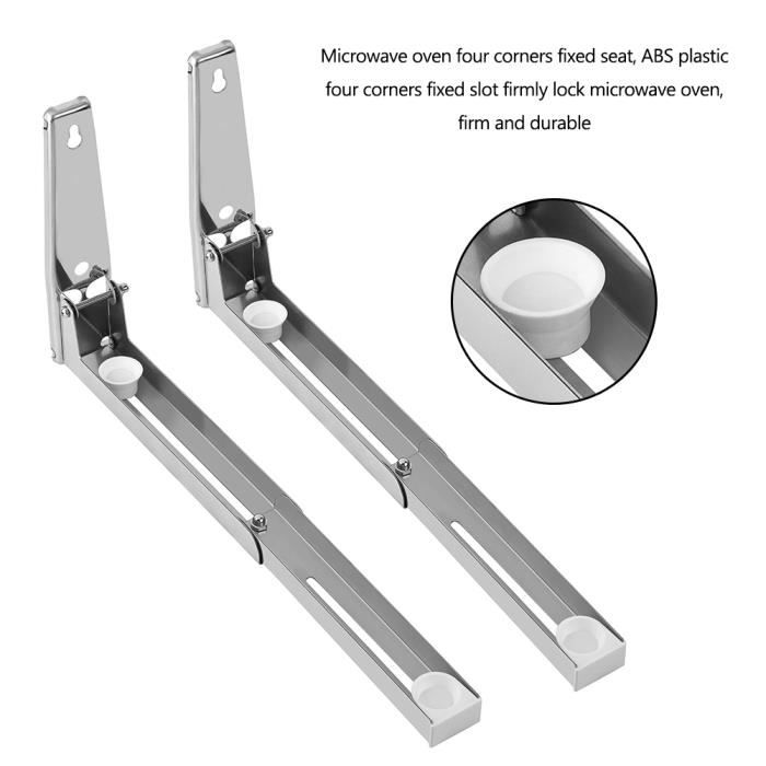 support micro-ondes mural support étagère Inox épaisseur évolutive pliable cuisine Hauteur 20cm