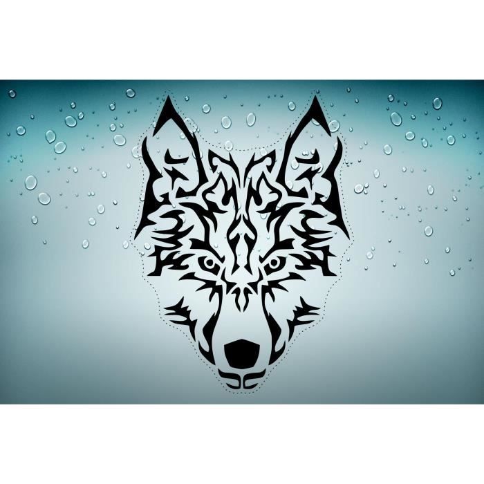 Autocollant A4 grande taille loup wolf motard tuning sticker biker voiture r2